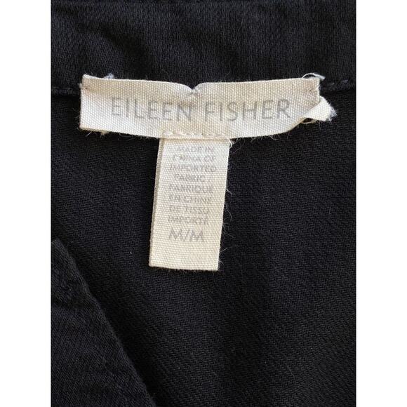Eileen Fisher Organic Cotton Twill Shirttail Jacket Top in Black Size Medium - Picture 6 of 8
